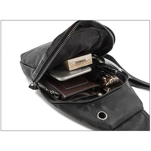 Men's Nylon Chest Sling Bag Crossbody Shoulder Bag Outdoor Backpack Daypack - Picture 7 of 7